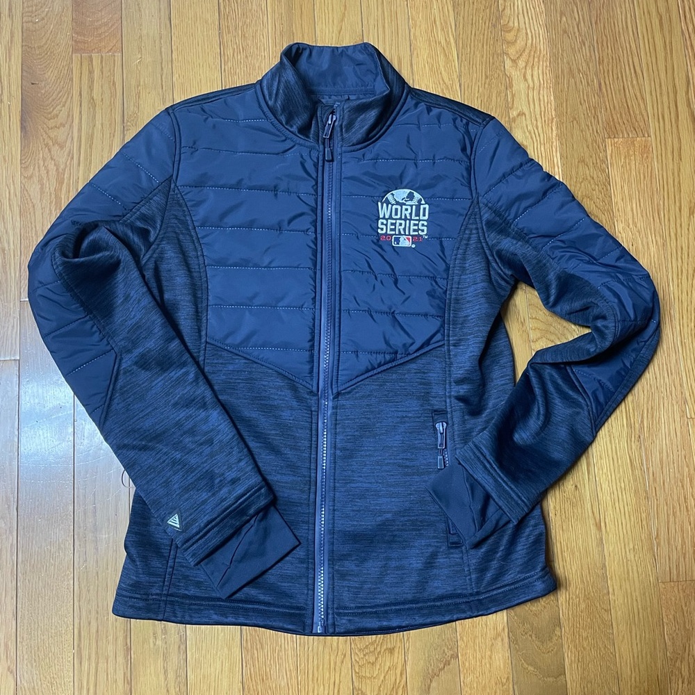 2021 WORLD SERIES FULL ZIPPER
JACKET WOMEN'S SIZE
SMALL BRAVES ASTROS‎ navy blue